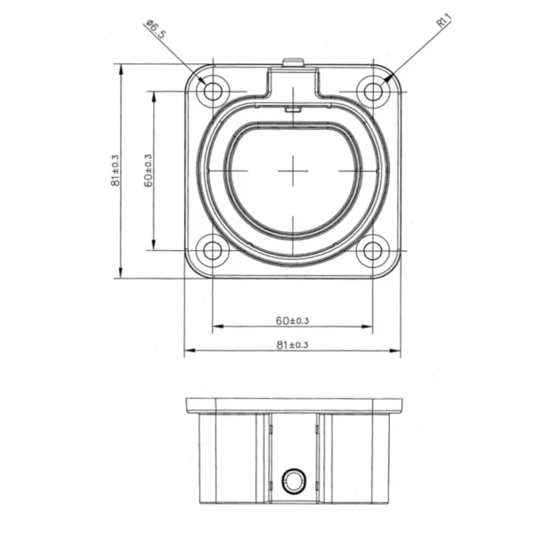 PME Dummy EV Socket Type-2/EV Gun Holder front view dimensions
