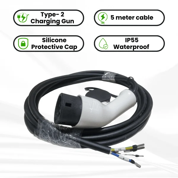 7.2kW PME EV Charging Gun Type-2 with Cable with 5 meter length, silicone protective cap and IP55 waterproof features