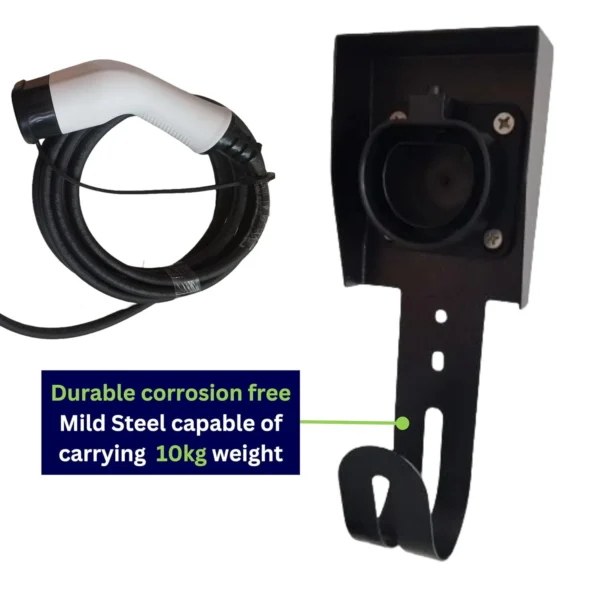 PME EV Charging Cable Holder With Type-2 Dummy Socket is durable corrosion free mild steel capable of carrying 10kg weight