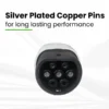 EV Charging Gun with silver plated pins to prevent overheating at high currents by PME