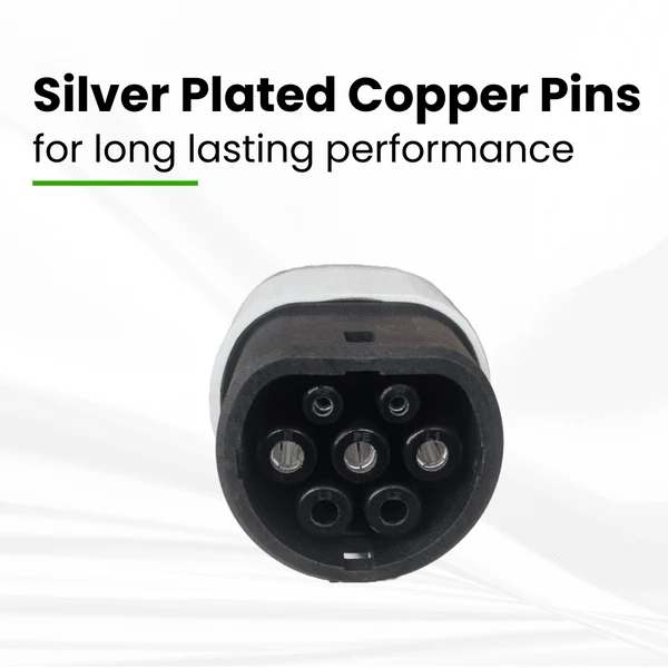 EV Charging Gun with silver plated pins to prevent overheating at high currents by PME